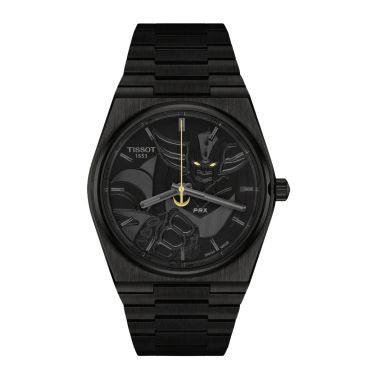 Montre Tissot PRX "UFO Robot Goldorak 50ème anniversaire" Powermatic 80 automatique cadran noir bracelet acier PVD noir 40 mm