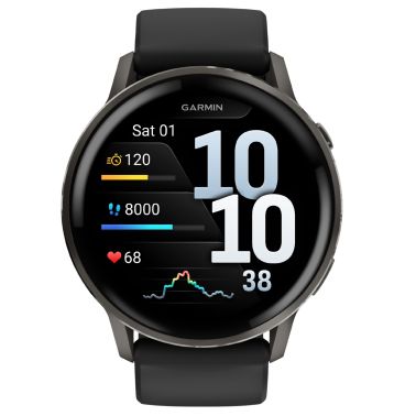 Montre Garmin Venu 4 AMOLED Gray bracelet silicone noir 45 mm