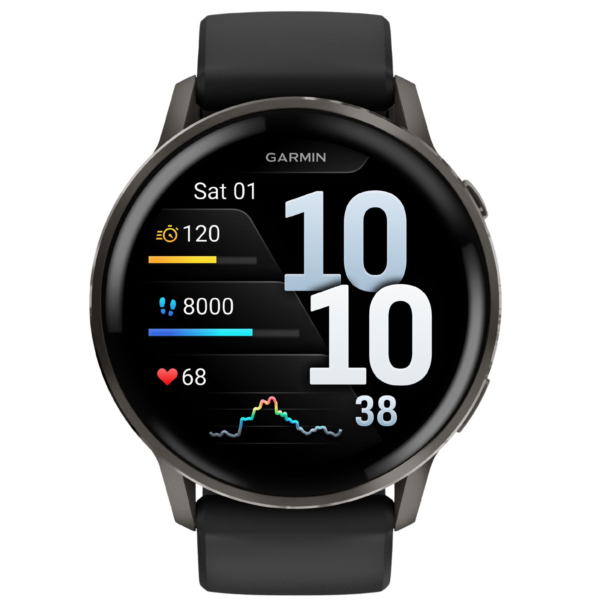 Montre Garmin Venu 4 AMOLED Gray bracelet silicone noir 45 mm