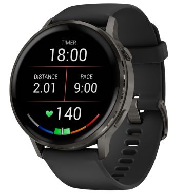 Montre Garmin Venu 4 AMOLED Gray bracelet silicone noir 45 mm