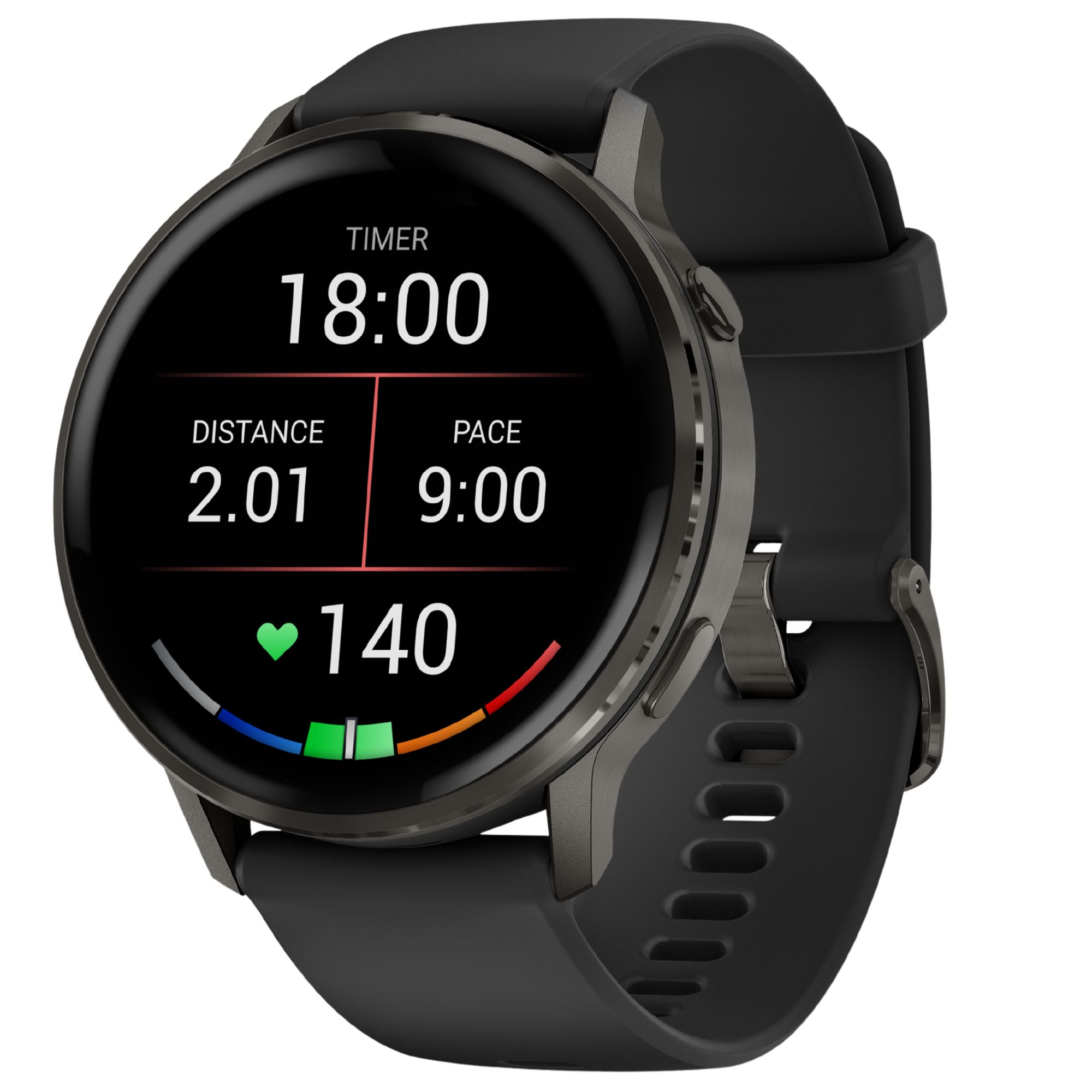 Montre Garmin Venu 4 AMOLED Gray bracelet silicone noir 45 mm
