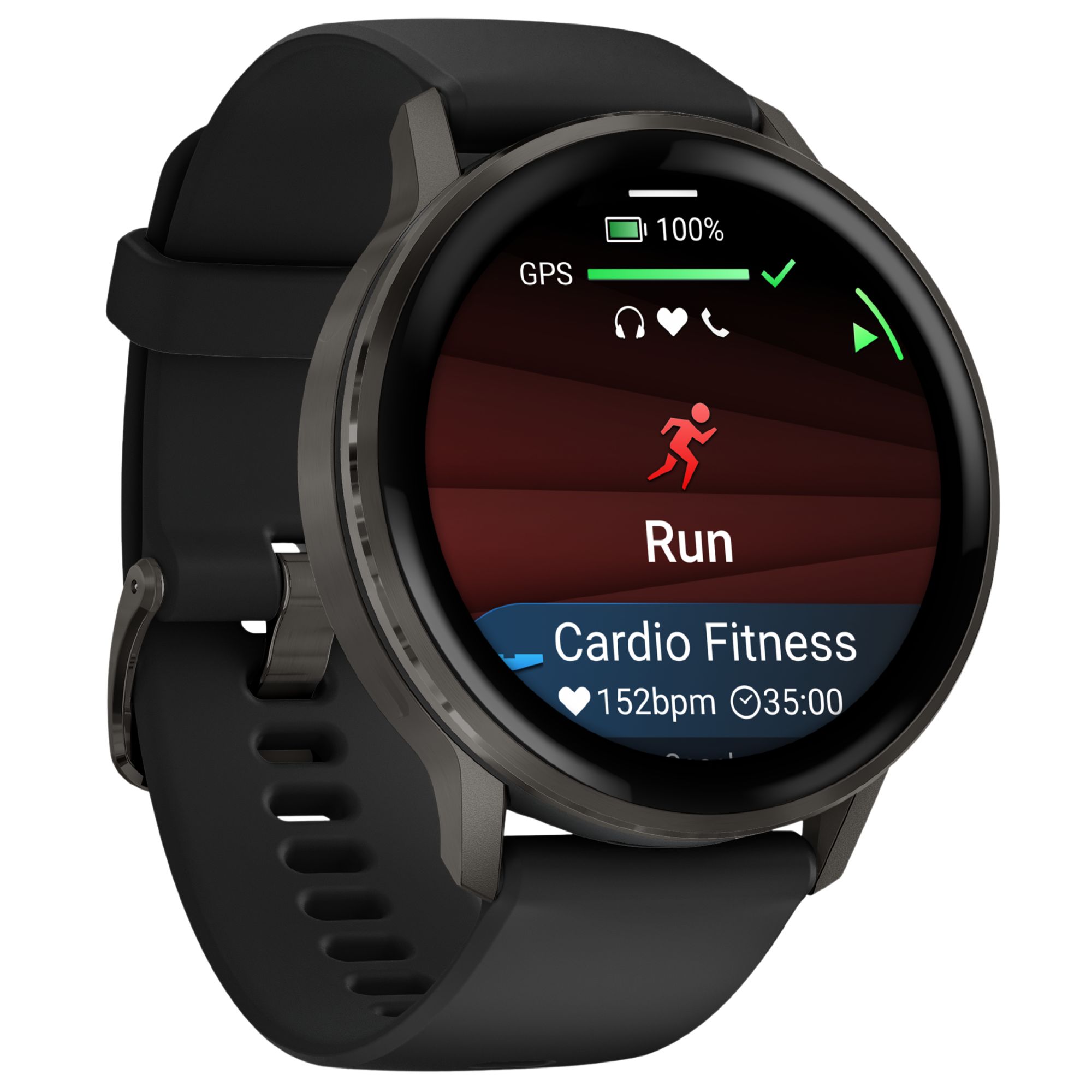 Montre Garmin Venu 4 AMOLED Gray bracelet silicone noir 45 mm