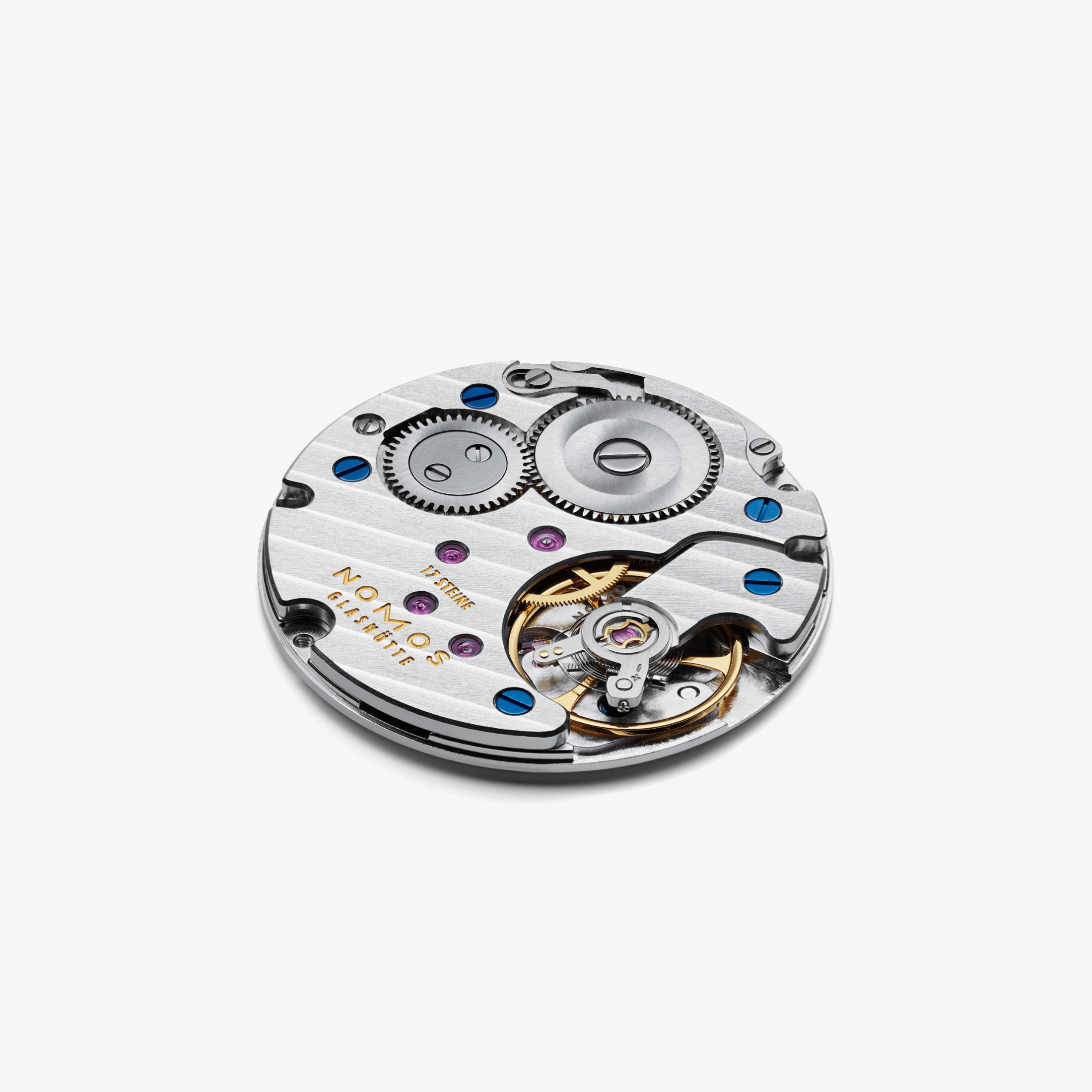 NOMOS Orion 38 Gray mechanical open caseback grey dial black leather strap 38 mm