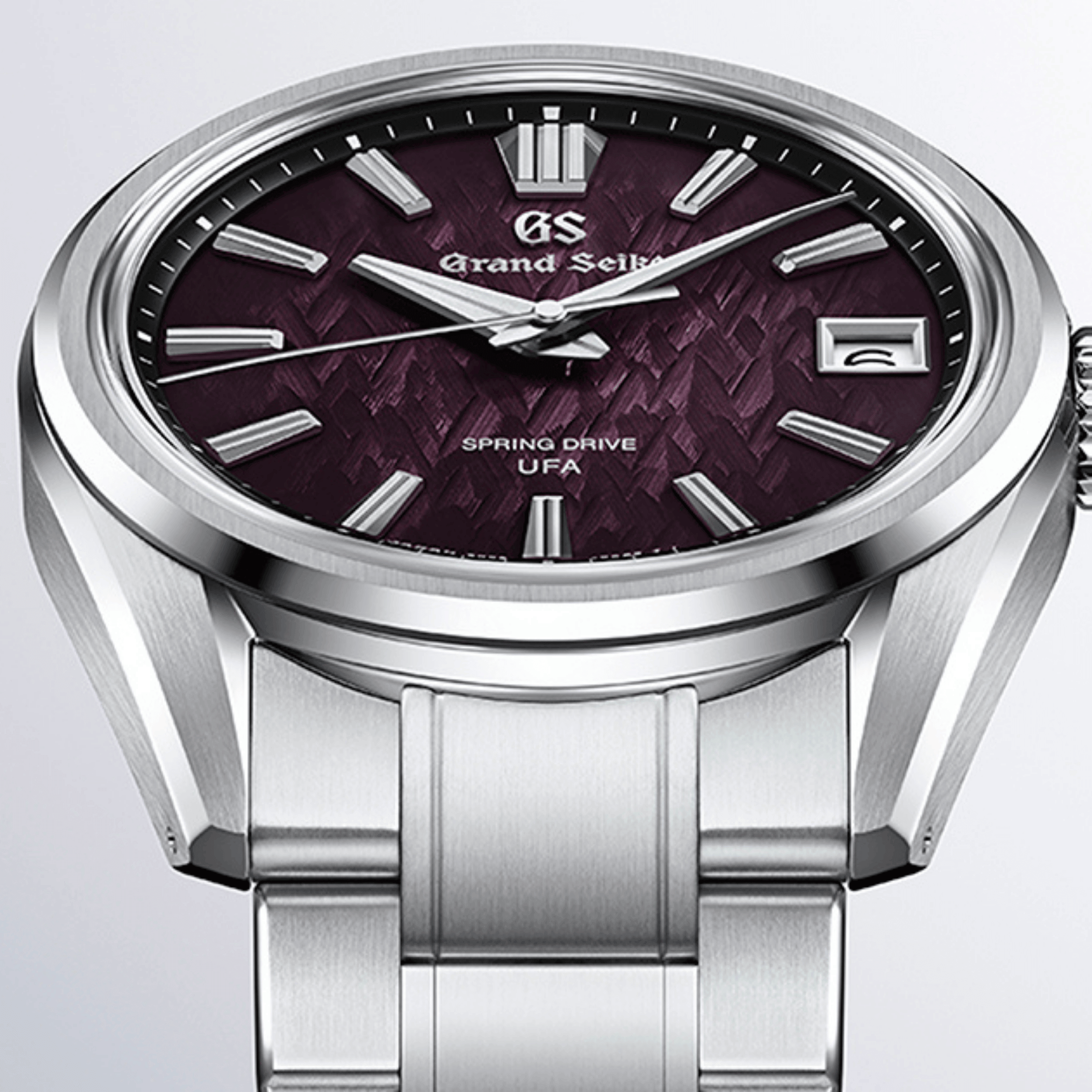 Montre Grand Seiko Evolution 9 Spring Drive U.F.A Ice Forest “Violet Dawn” cadran violet bracelet acier 37 mm