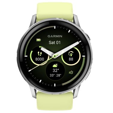 Montre Garmin Venu 4 AMOLED Silver bracelet silicone jaune 45 mm