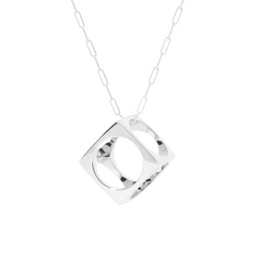 Collier dinh van Pendentif sur chaîne Le Pavé grand modèle en argent 925