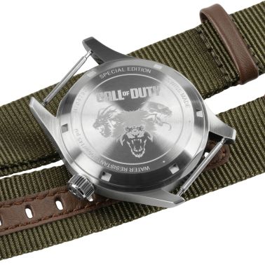 Montre Hamilton x Call of Duty Khaki Field auto cadran noir bracelet NATO kaki 38 mm - Ed Limitée