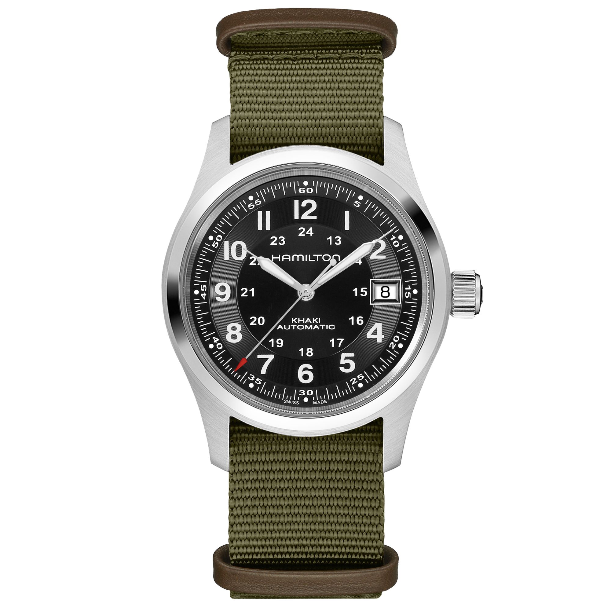 Montre Hamilton x Call of Duty Khaki Field auto cadran noir bracelet NATO kaki 38 mm - Ed Limitée