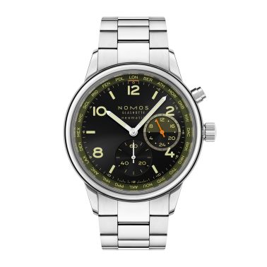 Nomos Club Sport Neomatik Worldtimer "Night Navigation" Vector automatic black dial steel bracelet 40 mm