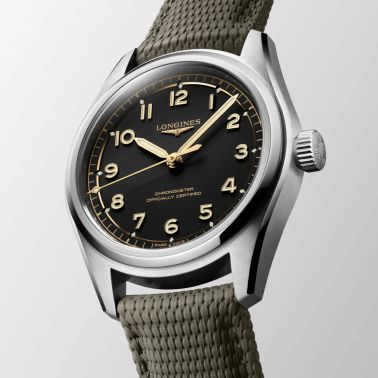 Longines Spirit Pilot COSC automatic black dial rubber strap 39 mm