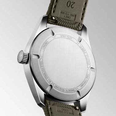 Longines Spirit Pilot COSC automatic black dial rubber strap 39 mm