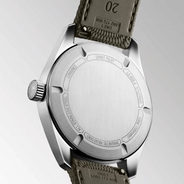 Longines Spirit Pilot COSC automatic black dial rubber strap 39 mm