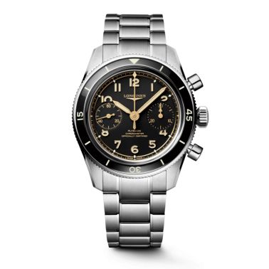 Longines Spirit Pilot Flyback Chronograph COSC mechanical manual windingblack dial steel bracelet 39,5 mm