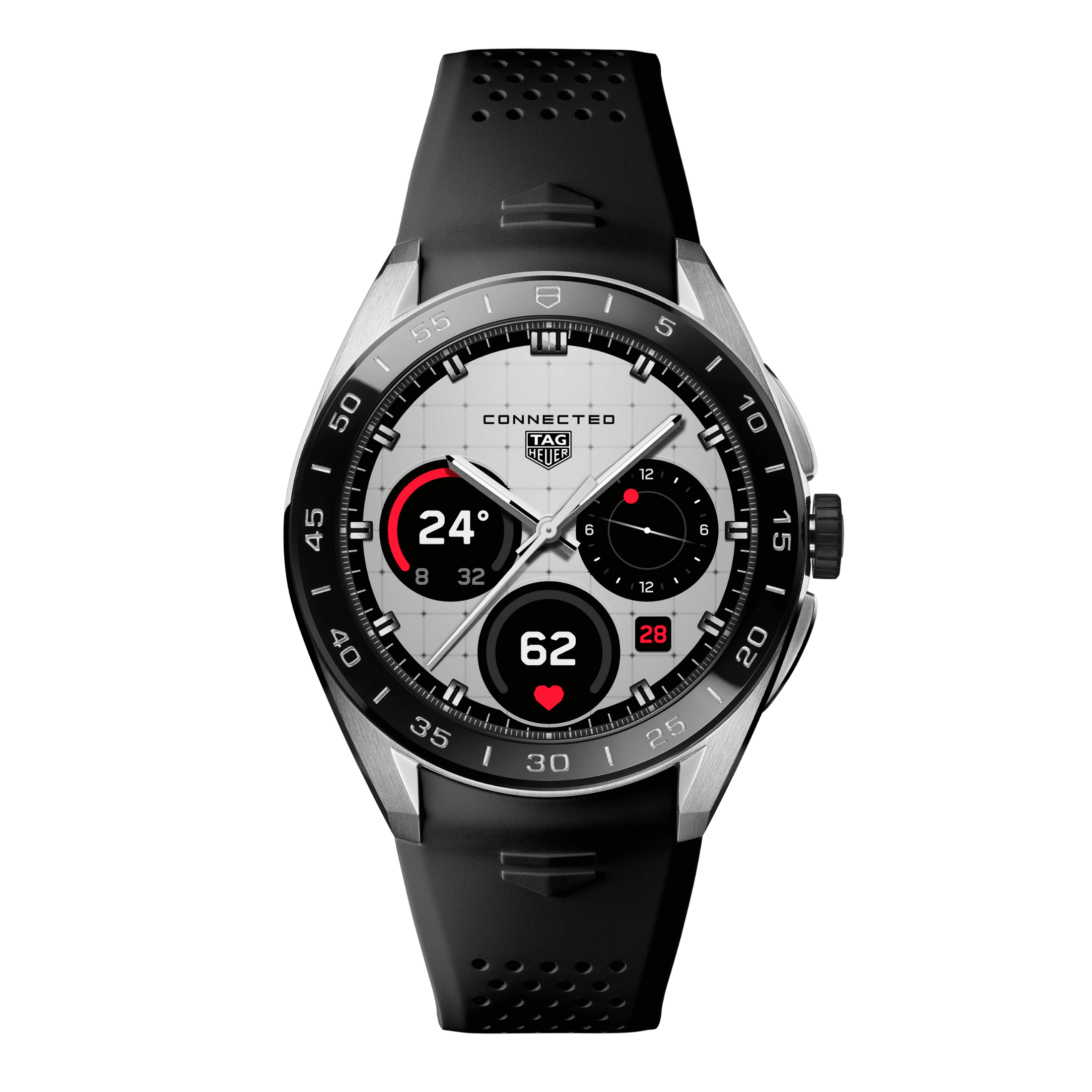 Montre TAG Heuer Connected Calibre E5 – 45 mm – Acier – Bracelet Caoutchouc Noir