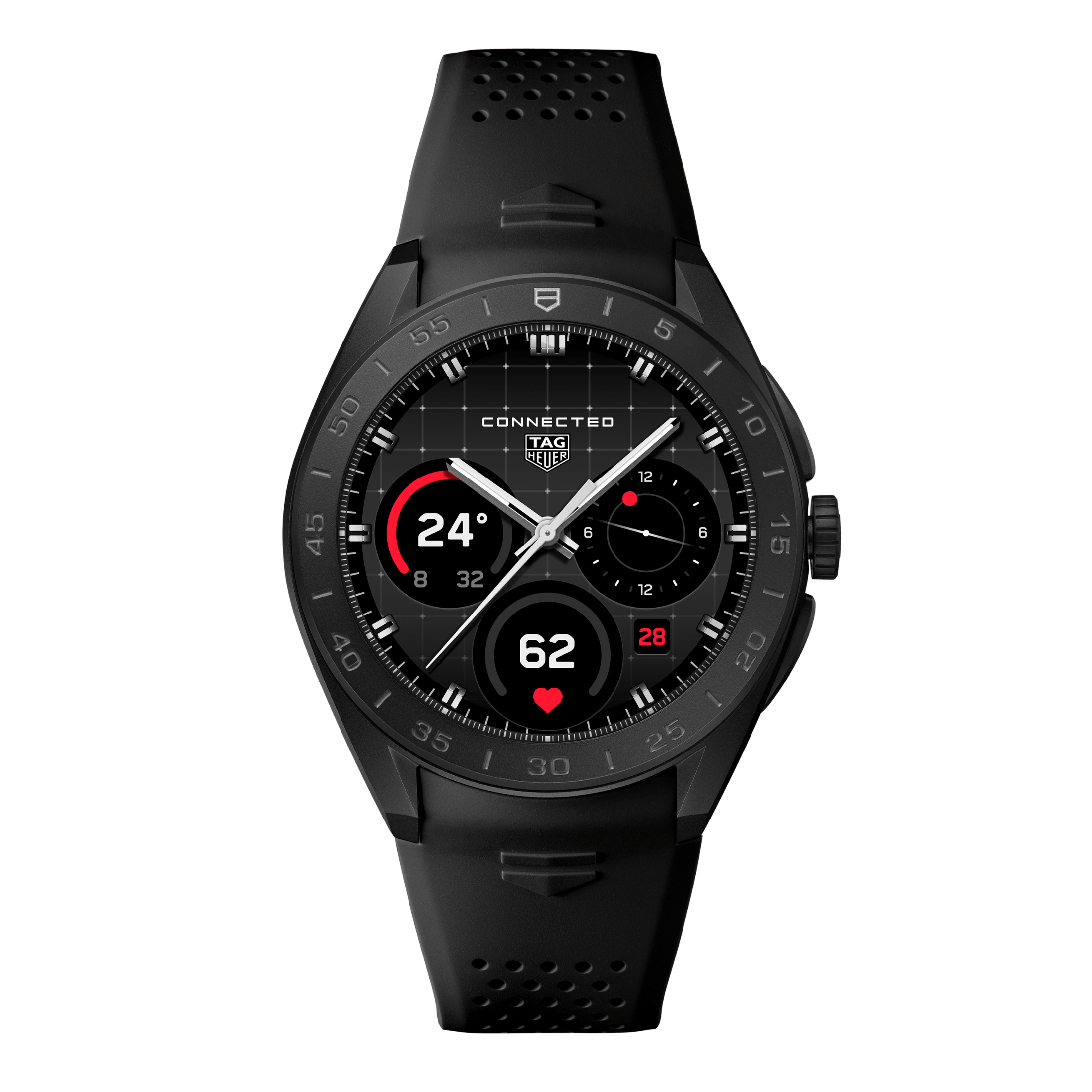 Montre TAG Heuer Connected Calibre E5 – 45 mm – Titane DLC – Bracelet Caoutchouc Noir
