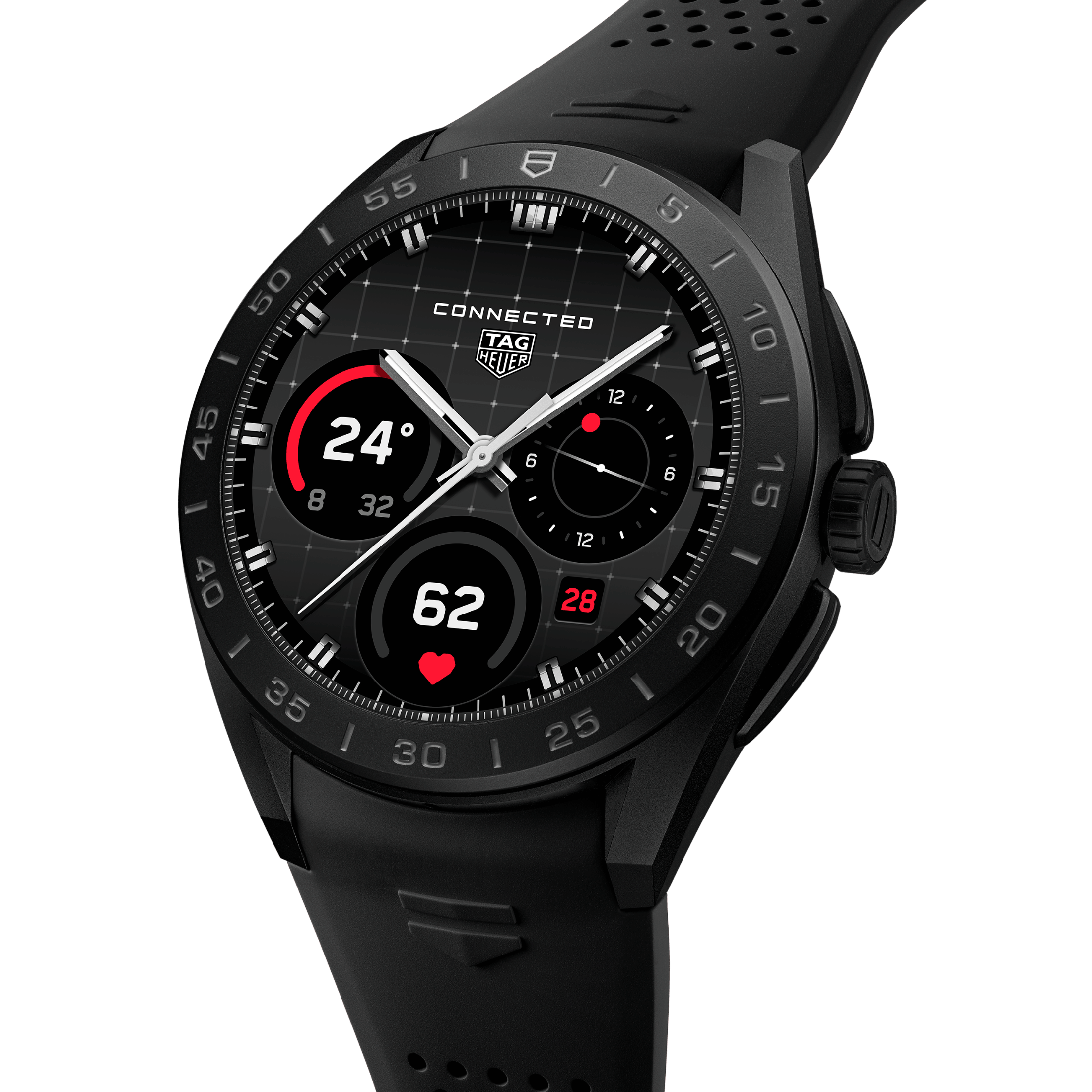 Montre TAG Heuer Connected Calibre E5 – 45 mm – Titane DLC – Bracelet Caoutchouc Noir