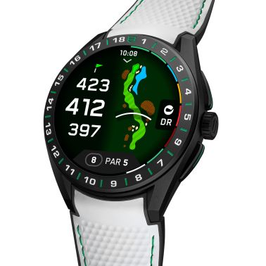 TAG Heuer Connected Calibre E5 Golf Edition – 45 mm – DLC Titanium – White rubber strap