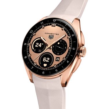 Montre TAG Heuer Connected Calibre E5 – 40 mm – Acier PVD Or Rose – Bracelet Caoutchouc Beige