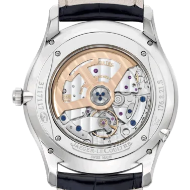 Montre Jaeger-LeCoultre Master Ultra Thin Perpetual automatique cadran noir bracelet cuir d'alligator noir 39 mm