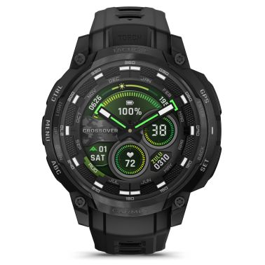 Garmin Instinct Crossover AMOLED Tactical Edition watch with black strap, 47 mm