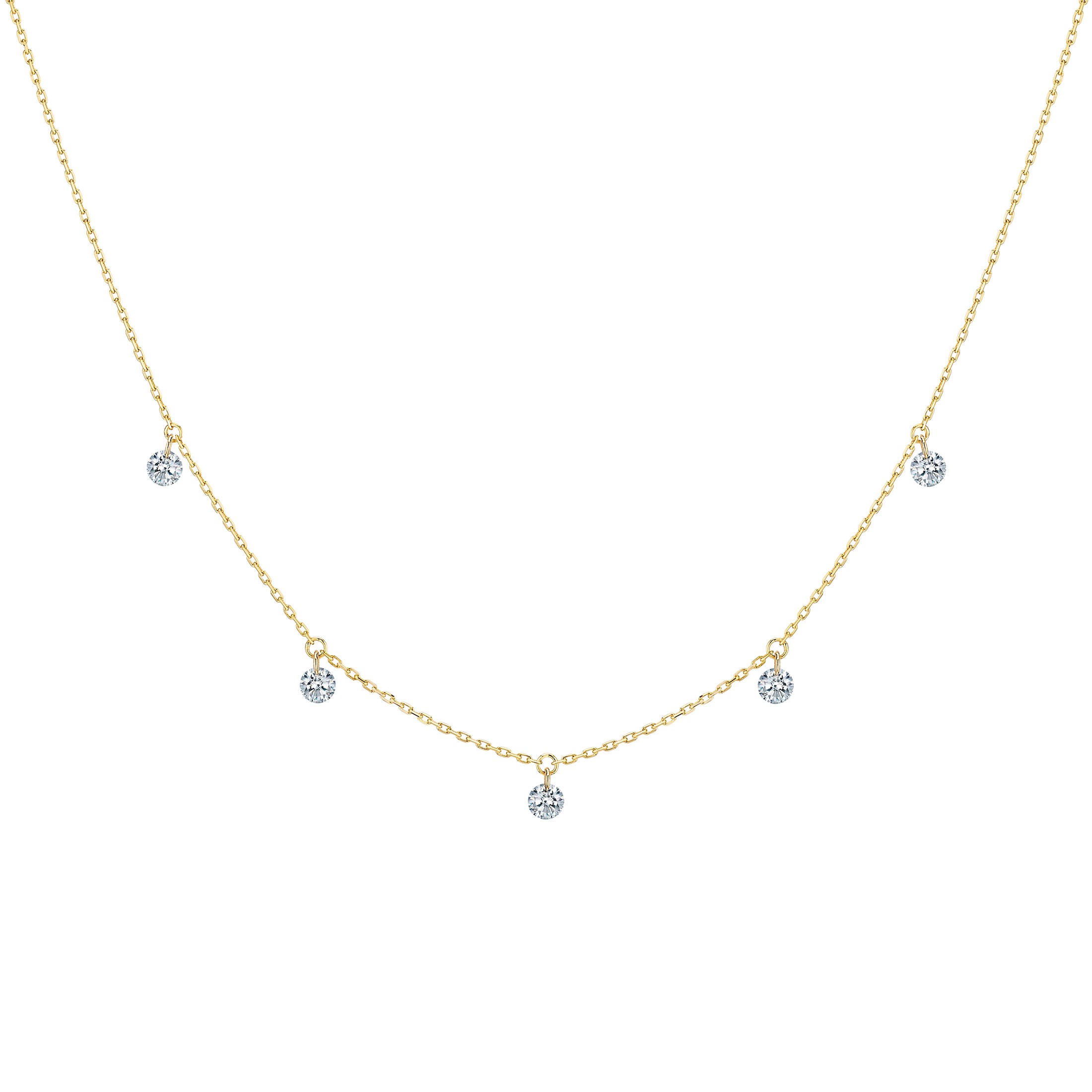 Collier La Brune et La Blonde 360° en or jaune 5 diamants taille brillant 0,50 carat - Soldat