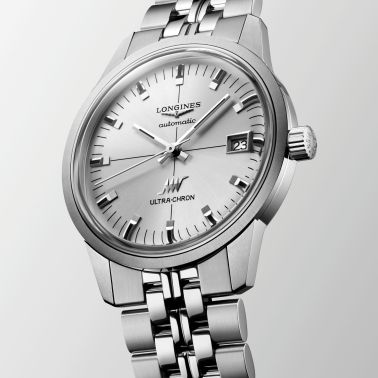 Montre Longines Ultra-Chron Classic automatique cadran argenté bracelet acier 37 mm