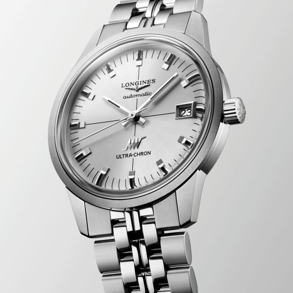 Montre Longines Ultra-Chron Classic automatique cadran argenté bracelet acier 37 mm