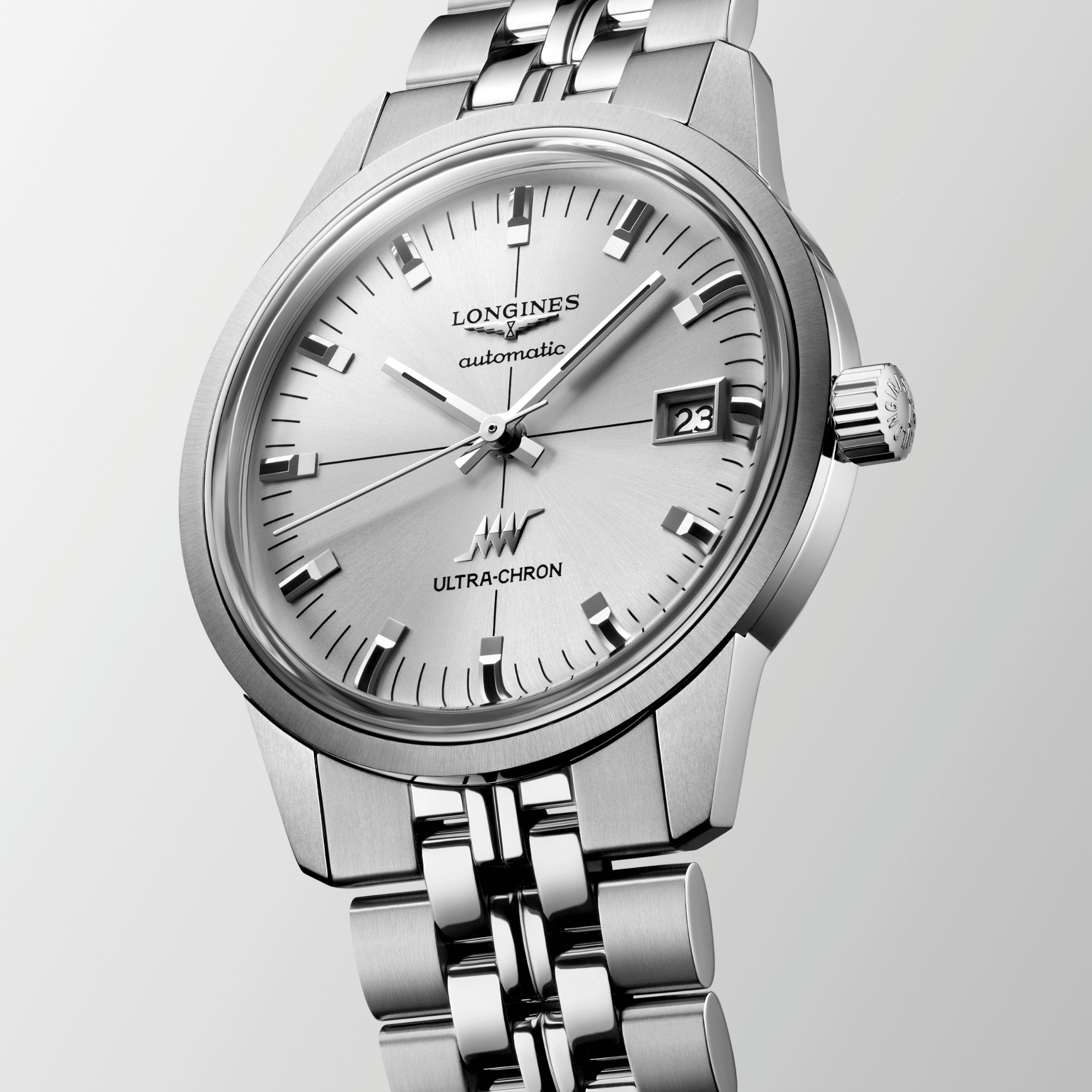 Montre Longines Ultra-Chron Classic automatique cadran argenté bracelet acier 37 mm