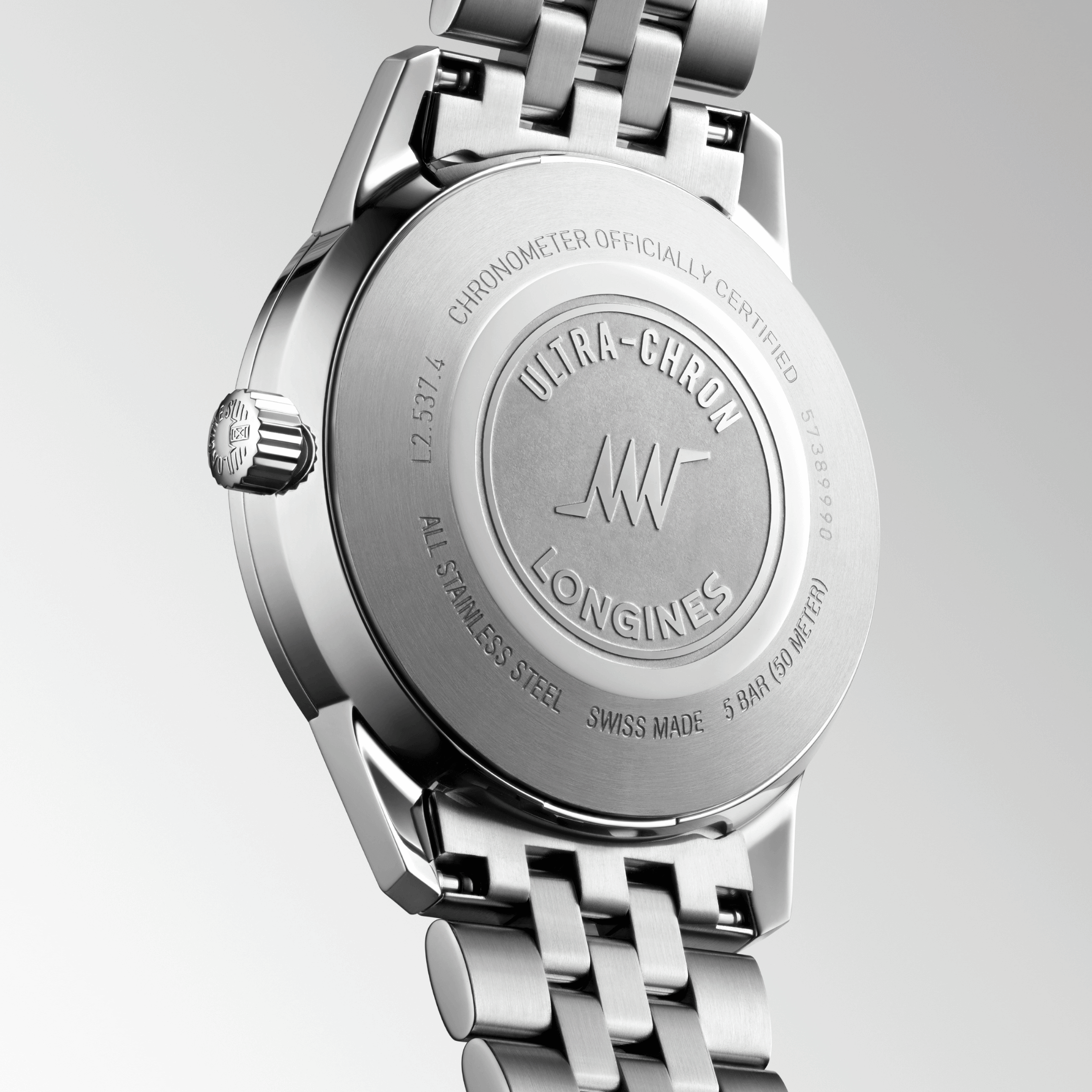 Montre Longines Ultra-Chron Classic automatique cadran argenté bracelet acier 37 mm