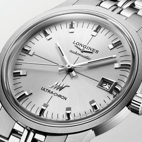 Montre Longines Ultra-Chron Classic automatique cadran argenté bracelet acier 37 mm