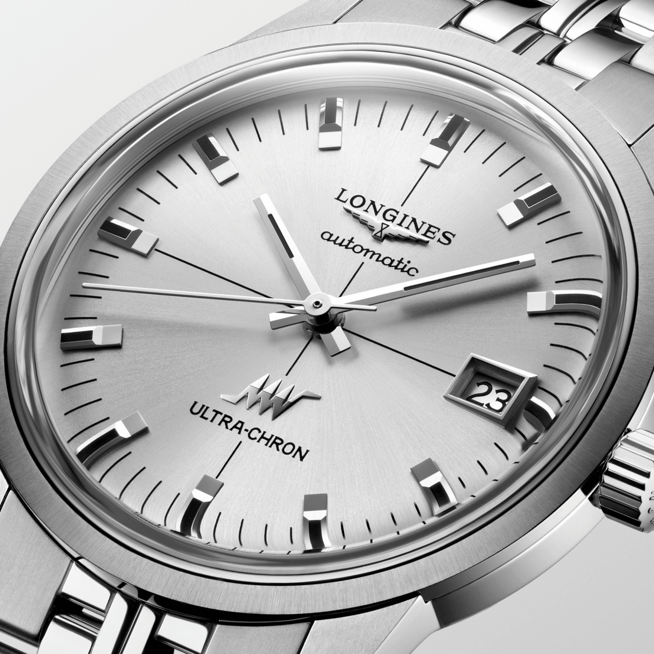 Longines Ultra-Chron Classic automatic silver dial steel bracelet 37 mm