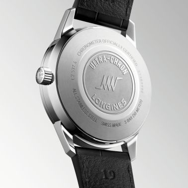 Longines Ultra-Chron Classic automatic silver dial leather strap 37 mm