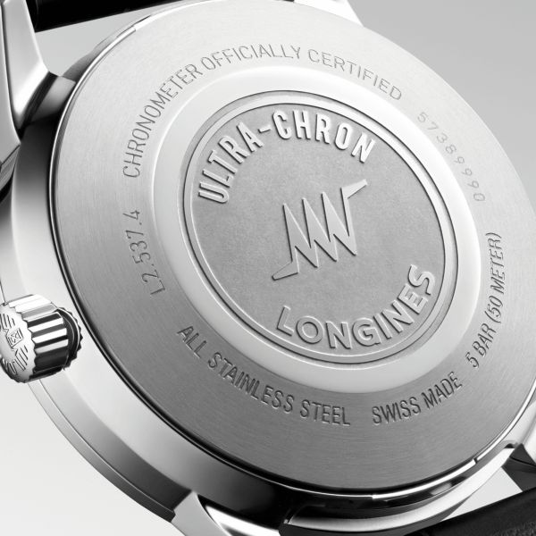 Longines Ultra-Chron Classic automatic silver dial leather strap 37 mm