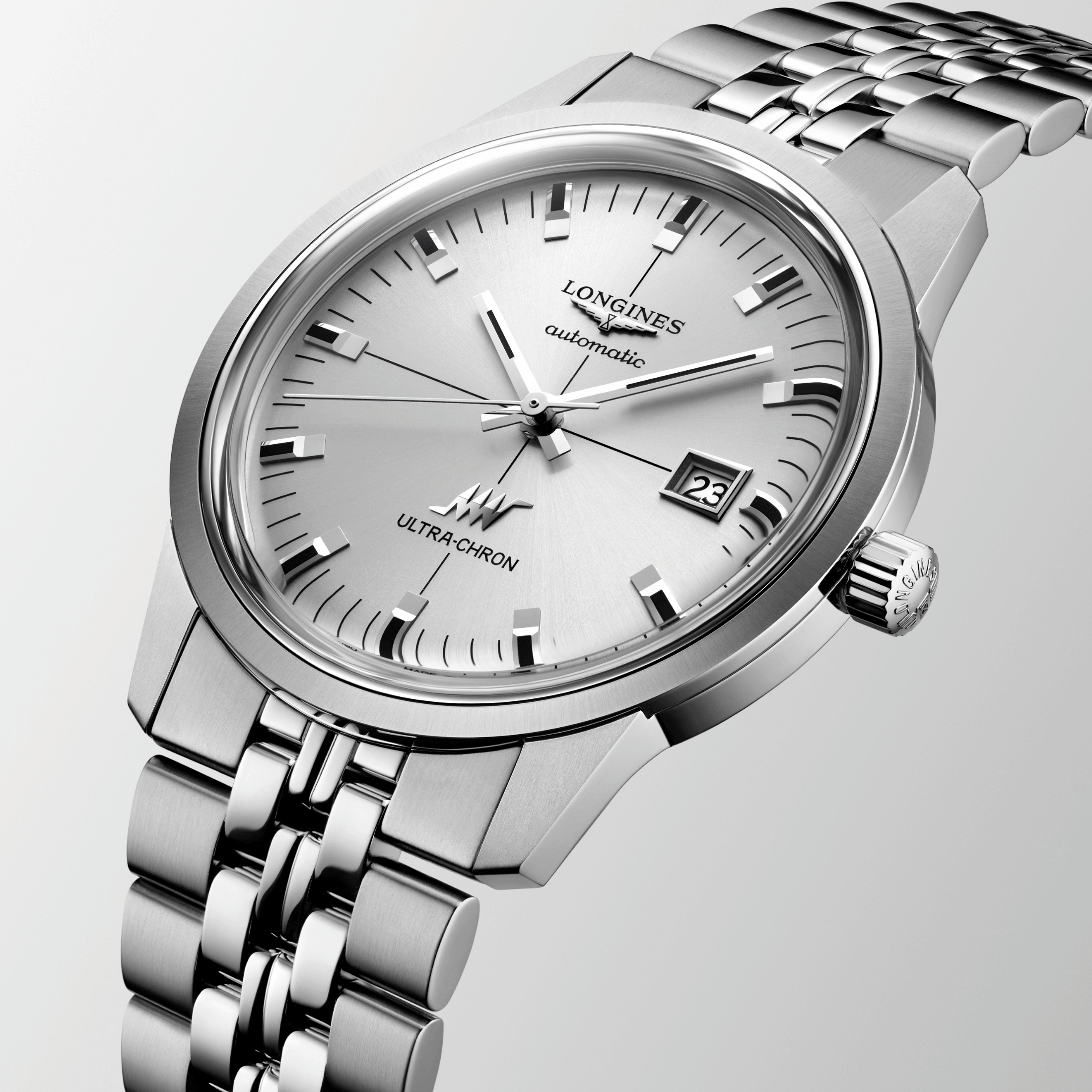 Longines Ultra-Chron Classic automatic silver dial steel bracelet 40 mm