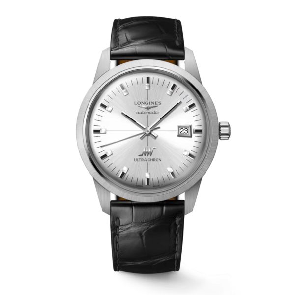 Longines Ultra-Chron Classic automatic silver dial leather strap 40 mm