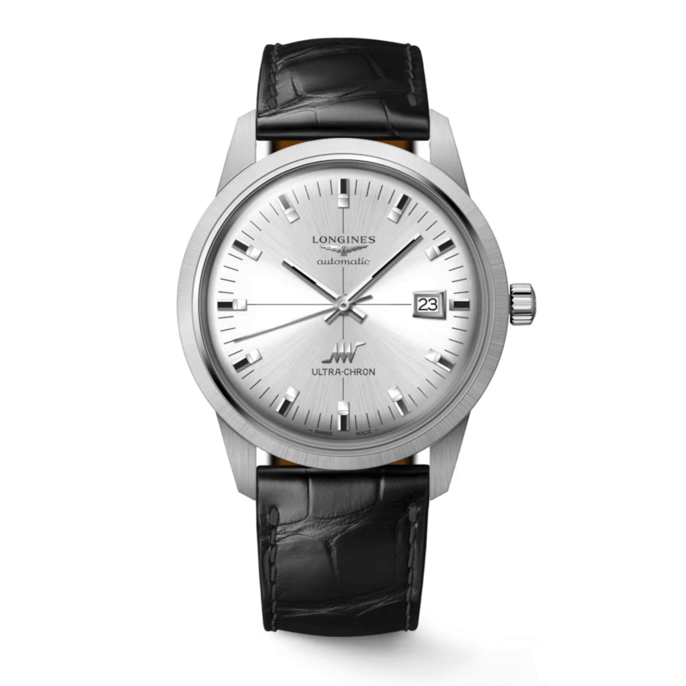 Longines Ultra-Chron Classic automatic silver dial leather strap 40 mm
