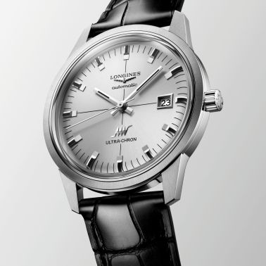 Longines Ultra-Chron Classic automatic silver dial leather strap 40 mm