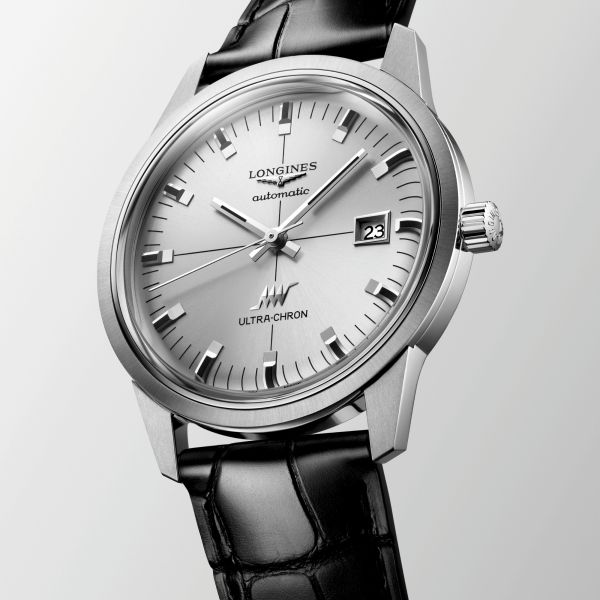 Longines Ultra-Chron Classic automatic silver dial leather strap 40 mm