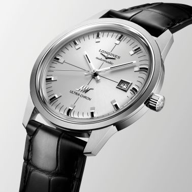 Longines Ultra-Chron Classic automatic silver dial leather strap 40 mm