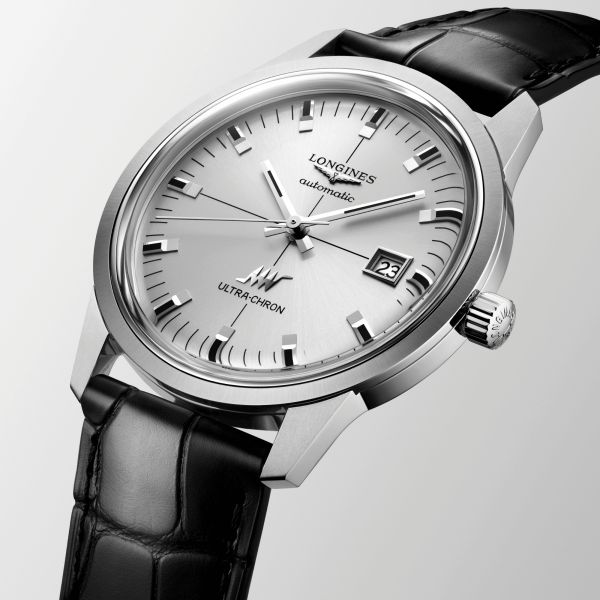 Longines Ultra-Chron Classic automatic silver dial leather strap 40 mm