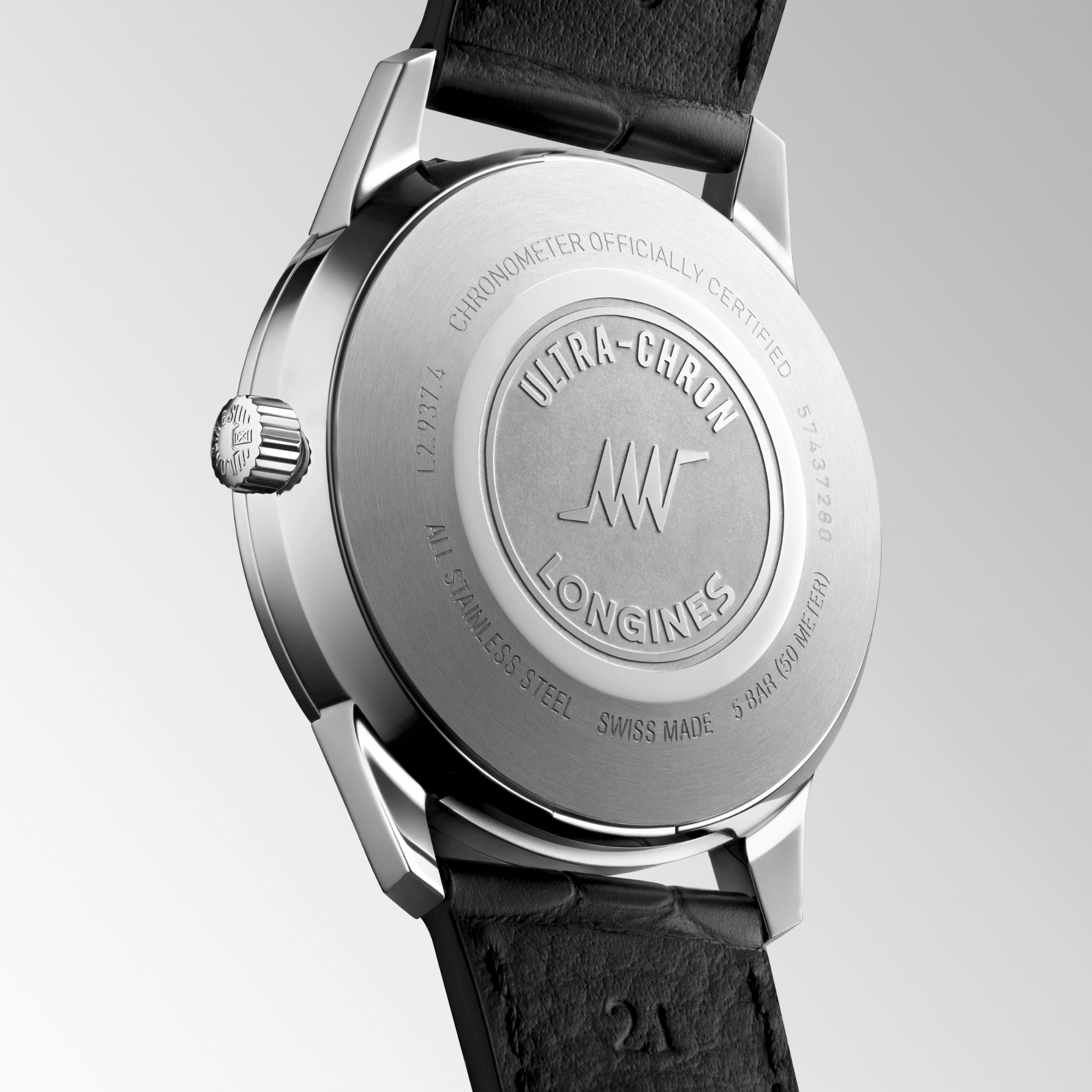 Longines Ultra-Chron Classic automatic silver dial leather strap 40 mm