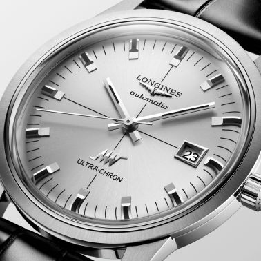 Longines Ultra-Chron Classic automatic silver dial leather strap 40 mm