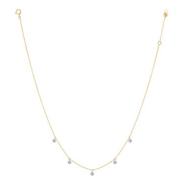 Collier La Brune et La Blonde 360° en or jaune 5 diamants taille brillant 0,50 carat - Full