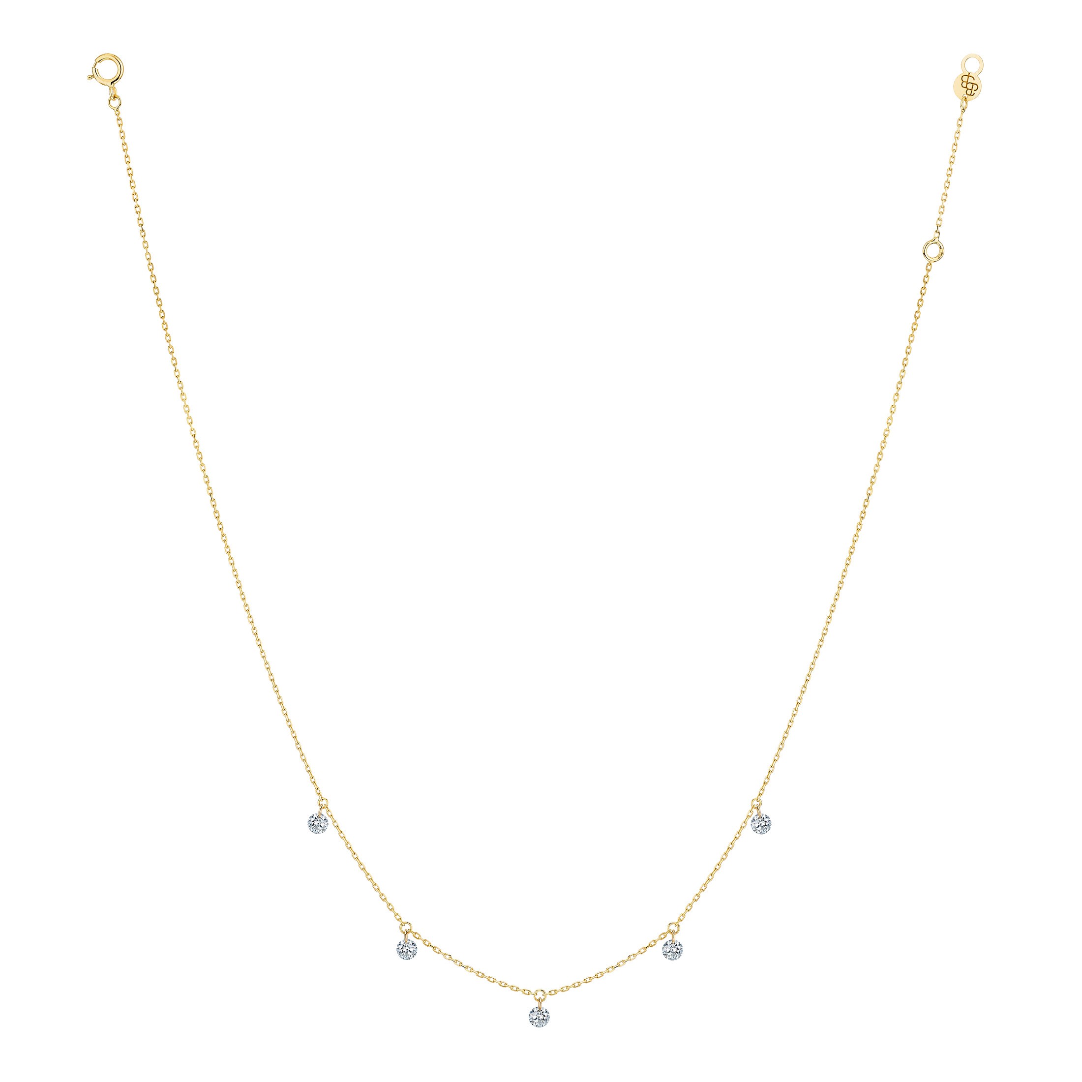 Collier La Brune et La Blonde 360° en or jaune 5 diamants taille brillant 0,50 carat - Full