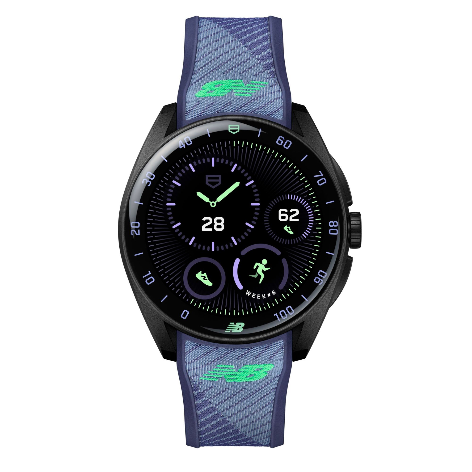 Montre TAG Heuer x New Balance Connected Calibre E5 – 40 mm – Titane DLC – Bracelet Caoutchouc Noir