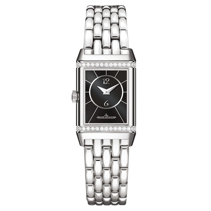 Montre Jaeger-LeCoultre Reverso Classic Small Duetto remontage manuel cadran argent bracelet acier