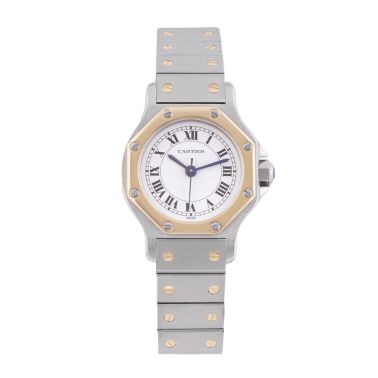 Montre Cartier Santos Mini-Octogonale Acier & Or automatique 25 mm 