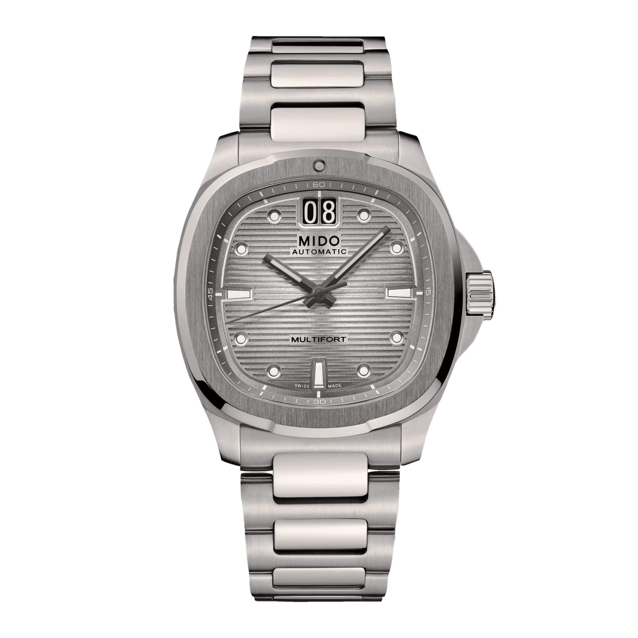 Montre Mido Multifort TV Big Date Titane automatique cadran gris bracelet titane 40 mm