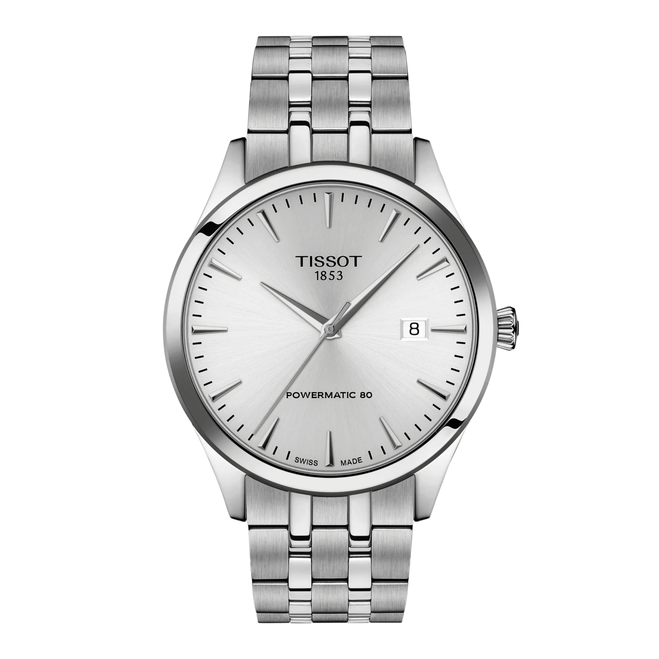 Montre Tissot Classic Dream Powermatic 80 automatique cadran argenté bracelet acier 40 mm