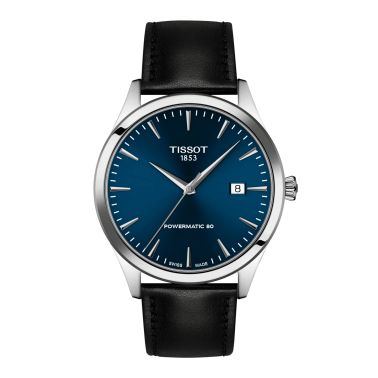 Tissot Classic Dream Powermatic 80 automatic blue dial leather strap 40 mm